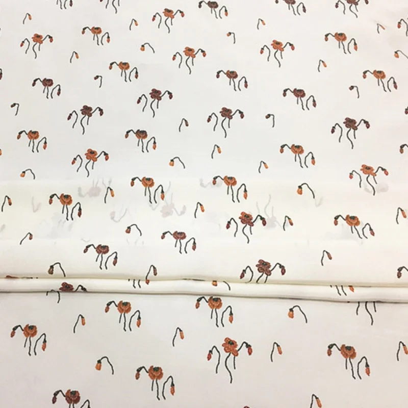 

1 метр 100% шелковый шелк 15 мама Habotai Habutai шелковая ткань белого цвета с маленьким цветочным принтом 138 см шириной 54 дюйма по дворам XL230