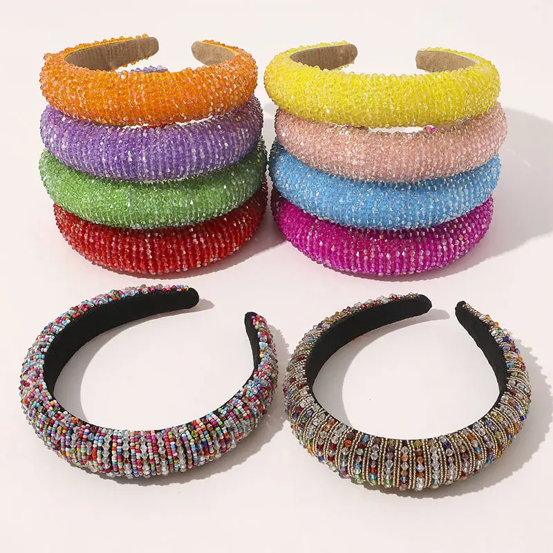 Handwoven Crystal Hair Bands From Europe And America, Women's Baroque Sponge Thickened Headband, Simple Hair Accessories