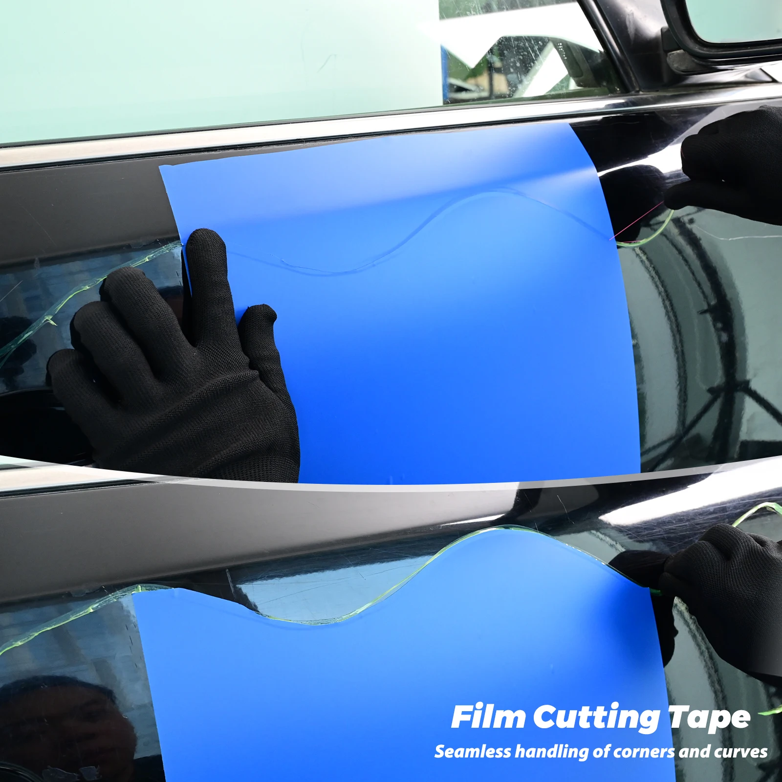 FOSHIO Car Sticker Window Tint Film Styling Wrapping Kit 50M Knifeless Finish Line Cutting Tape Anti-Cut Gloves Finger Sleeves