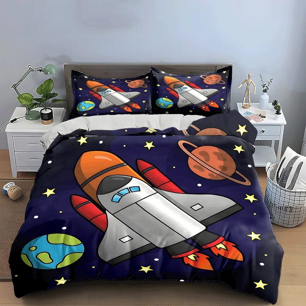 

Space Exploration Themed Three-Piece Set Exquisite three-piece bedding set gift for kids and adults