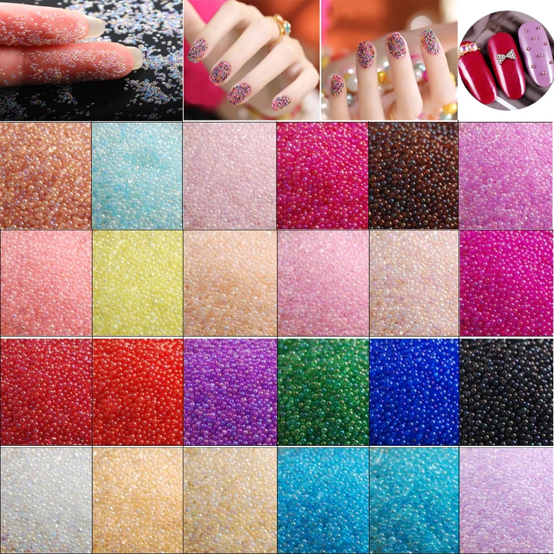 20g Kristall winzige Glaskugeln Strass für Maniküre Mikro kügelchen Kaviar Perle Nail Art Dekorationen DIY Charms 3D Nägel Zubehör