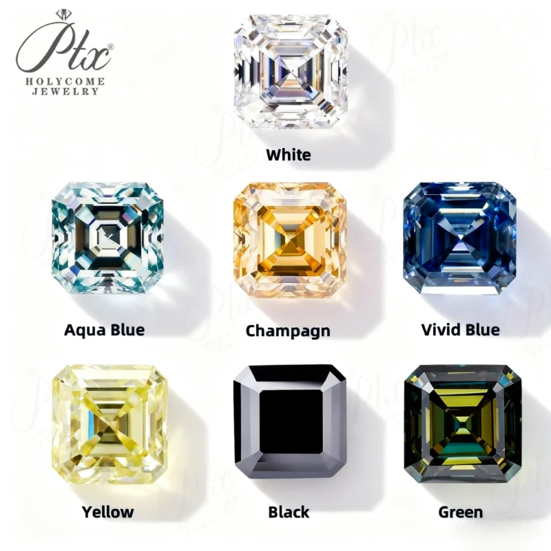 

Luxury Multicolor Moissanite Gemstones Asscher Cut Loose Diamonds Perfect for Rings Earrings & Pendant Making