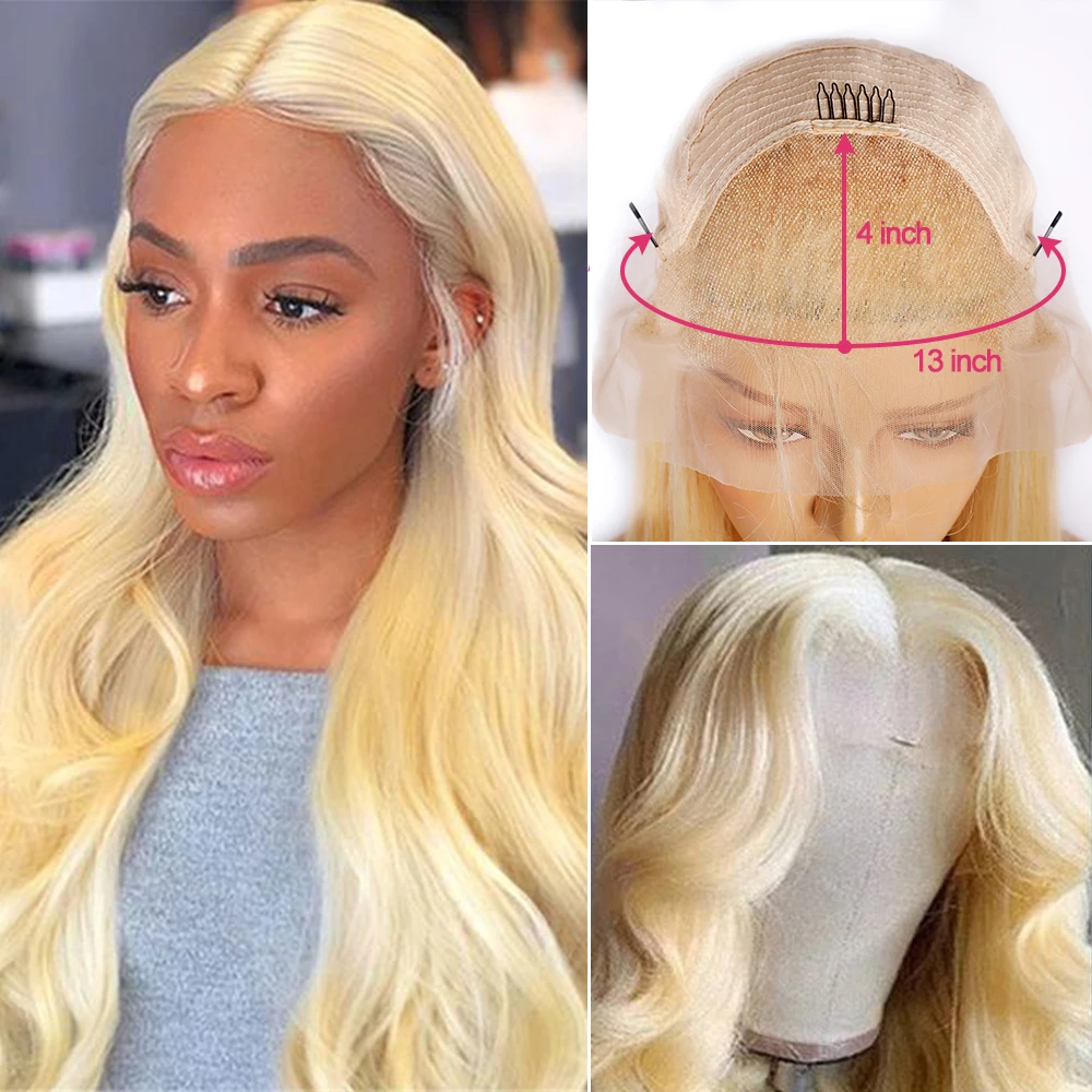 Megeen Body Wave 613 Blonde Lace Front Wig Human Hair 13x4 HD Transparent Lace Frontal Wigs For Women Brazilian Virgin Hair 12A