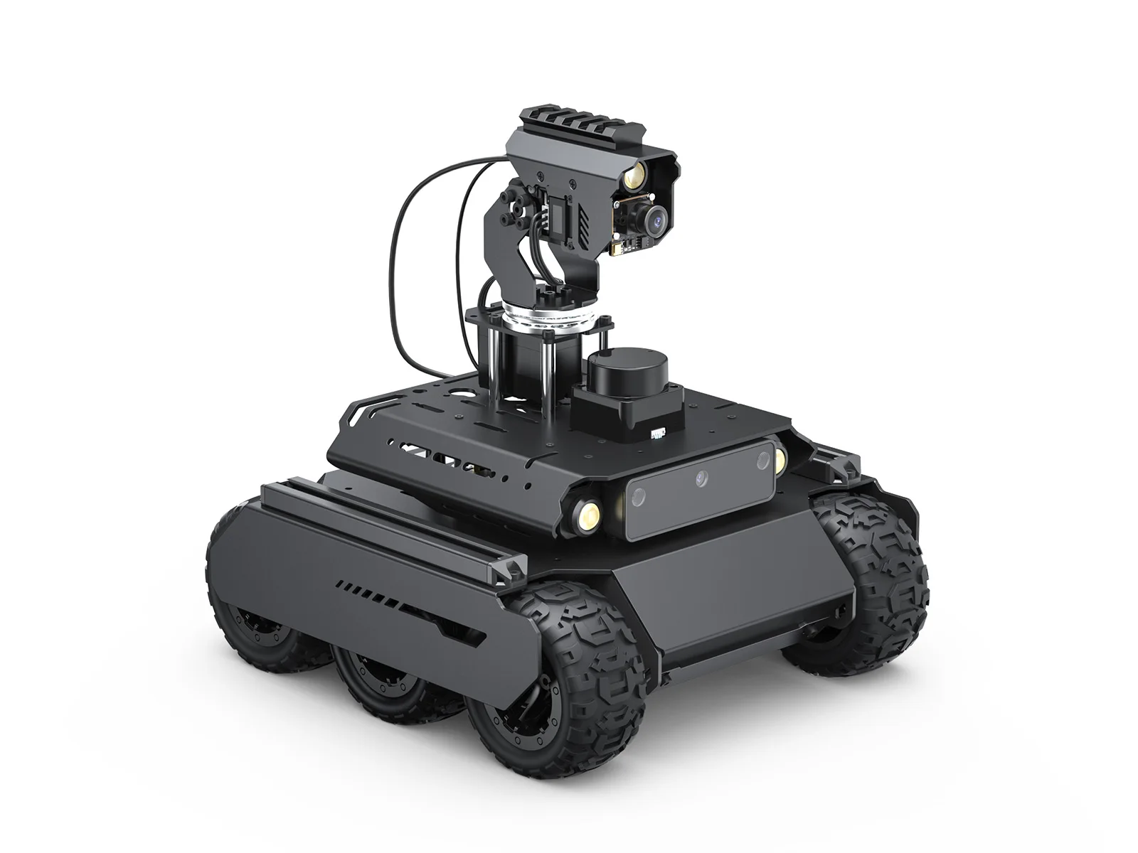 Waveshare Rover ROS 2 Open-source 6 kół 4WD AI Robot, podwójne kontrolery, całkowicie metalowy korpus, dla Raspberry Pi 4B/Raspberry Pi 5