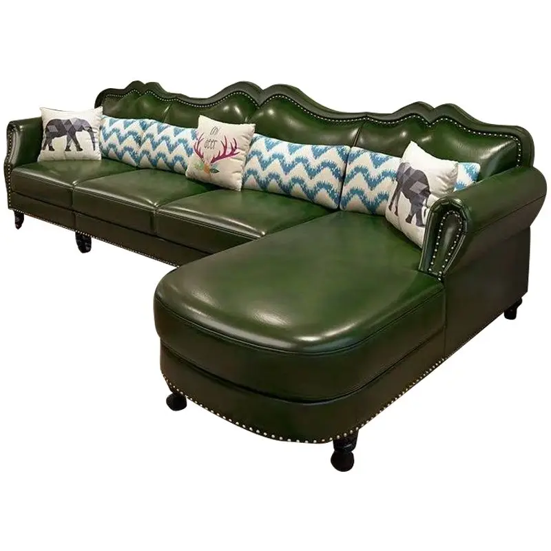 Sofa light luxury living room corner first layer sofa cowhide small apartment