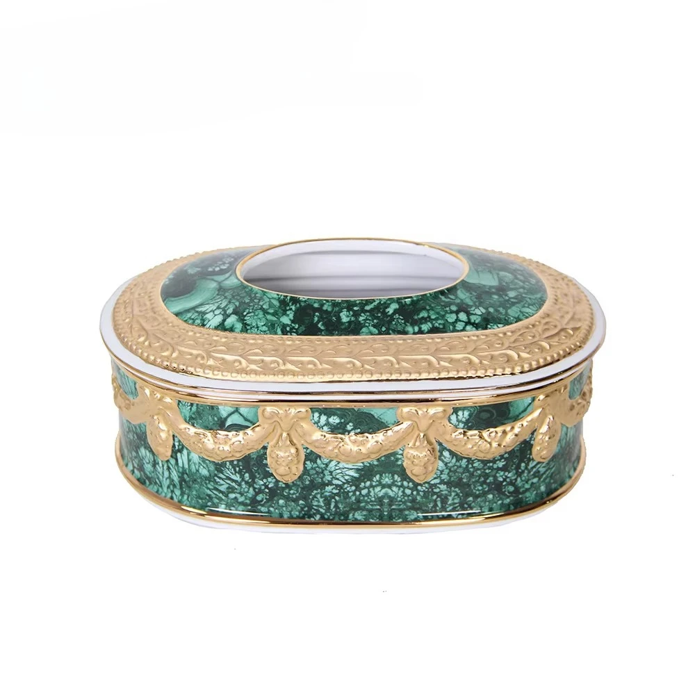 Tissue Box Villa Decoration High-end Painted Art Tissue Box Decoration Ornament Decoration