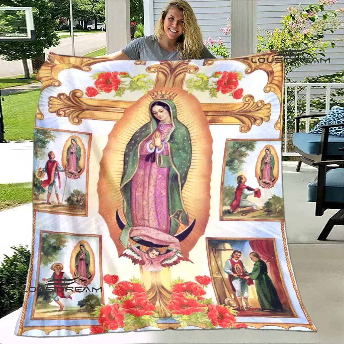 Virgin Mary Faith Print Blankets Flannel Soft Comfort Blanket Home Travel Blanket Warm Blanket picnic blankets birthday gift