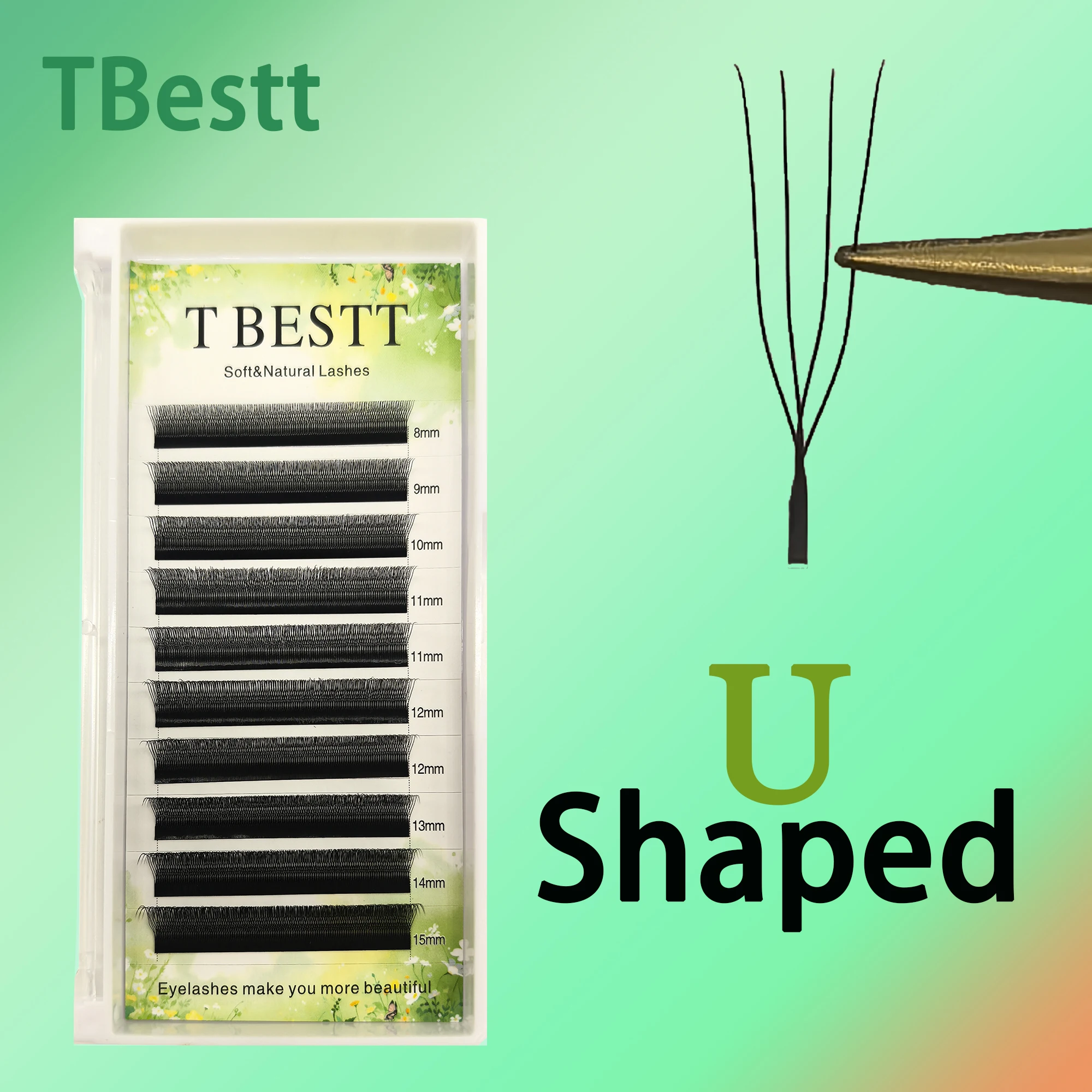 Tbestt U-förmige 5D 6D YY Wimpernverlängerungen, weiche U-Form, 4DW Wimpernverlängerungen, künstliche 5DW Wimpern – Detail 2