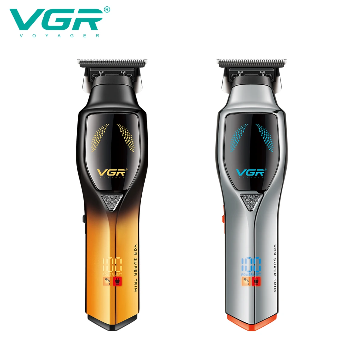 Vgr 187 USB شحن مقص الشعر المهنية اللاسلكي الكهربائية الرجال الحلاقة التدرج ذكي الرقمية دفع المقص