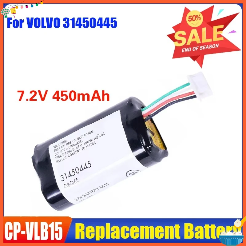 Battery for VOLVO 31450445 GBQ6E BP15 S/N:P0839AREV.J Vehicle VCM Gateway Module Batteries 7.2V 450mAh