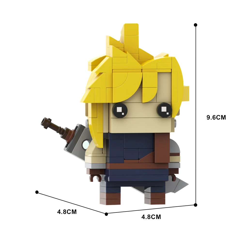 MOC Cloud Strife (FFVII) modello Brickheadz periferiche di gioco Building Block giocattoli educativi per regalo di compleanno per bambini