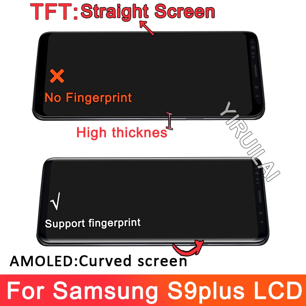 New 100% Tested TFT For Samsung S9 Plus G965 G965F LCD Display Touch Screen With Frame For Galaxy S9+ Display Replacement