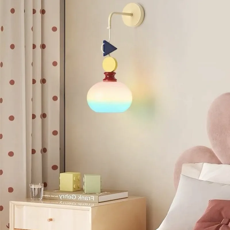 Modern Colorful Glass Ball Pendant Lights Living Room Study Restaurant Chandelier French Cream Style