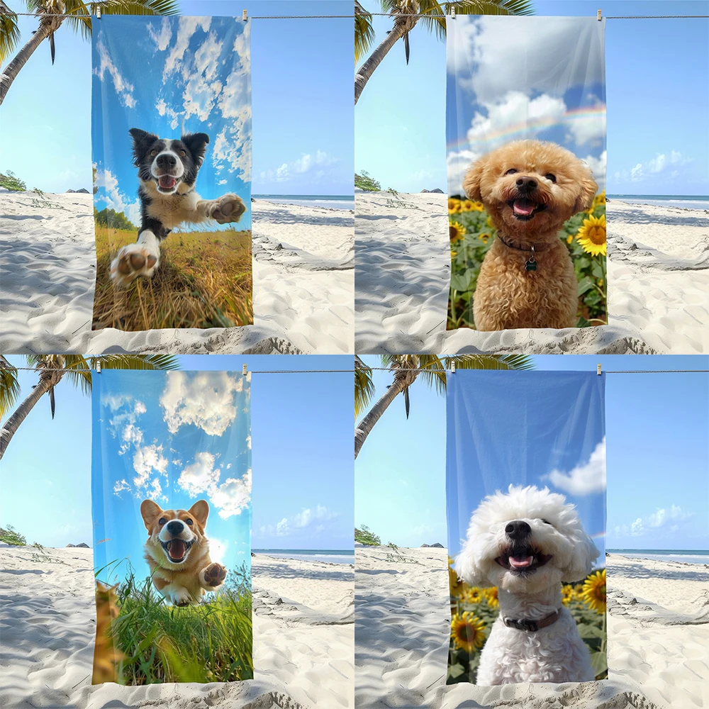 Cute Dog-Print Beach Towels: Dry Off in Style with Our Adorable Designs! Suitable for towels, bath towels, beach towels