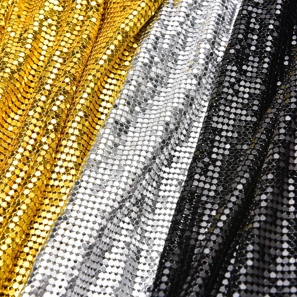 3Mm Aluminum Mesh Fabric Trim Sparkly Metal Sequin Hotfix Ribbon Tape Black Silver Gold Rhinestones Bridal Applique Diy Bags Bra