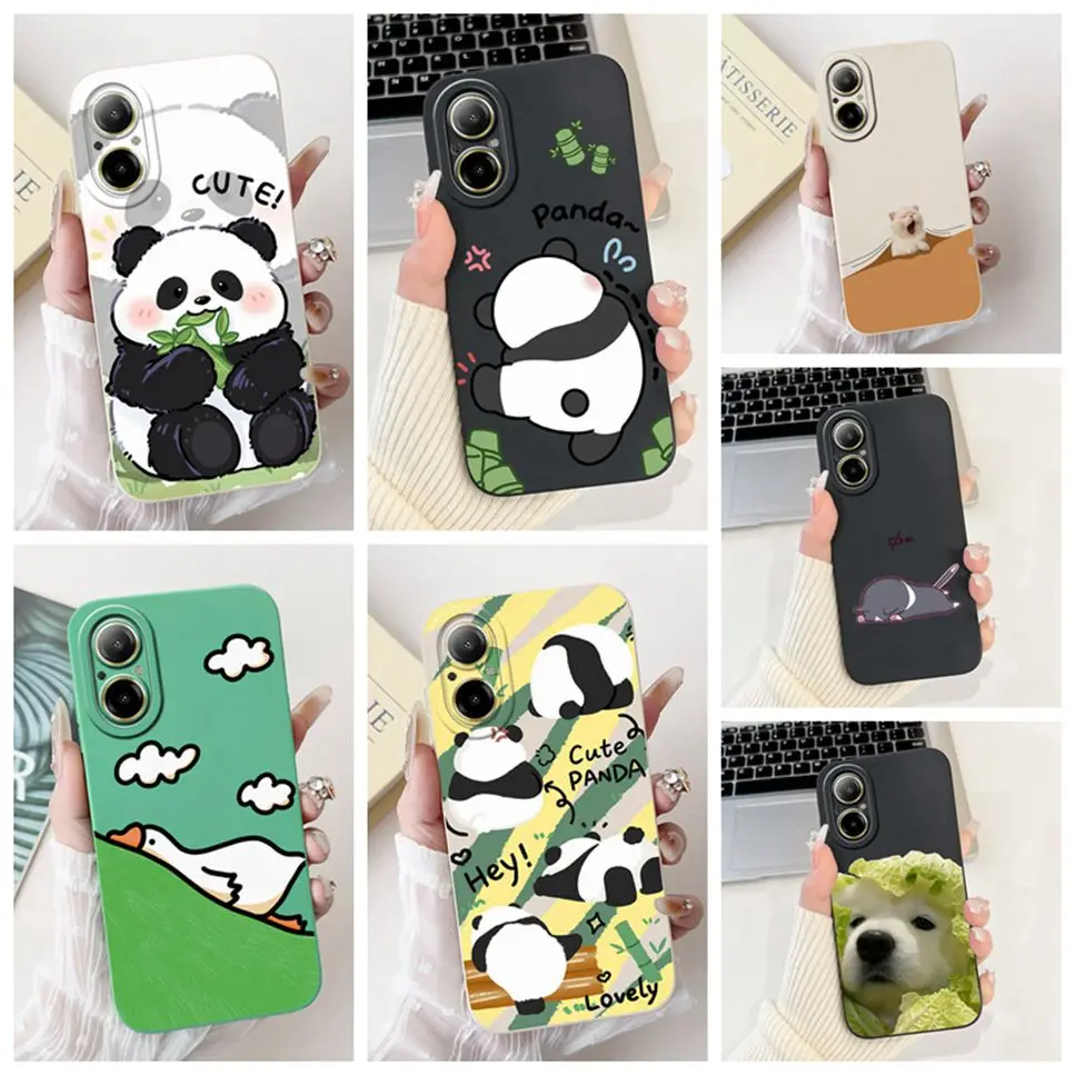 

For Oppo Realme C67 4G Case Luxury Cartoon Panda Print Soft Silicone Cover For Realme C67 RMX3890 Shockproof Phone Case Bumper