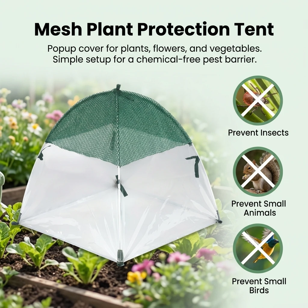 Plant-Protection Cover Tent Anti Bird Insect Barrier PE Frame Easy Setup 60x60x60cm For Garden Flowers Vegetables - view 4
