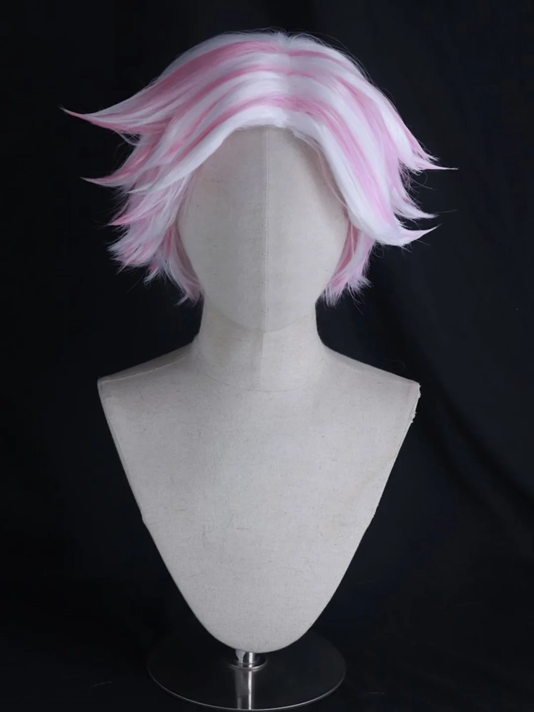 Angel Dust Wig Cosplay,Anime Game Party Pink and White Mixed Short Wig