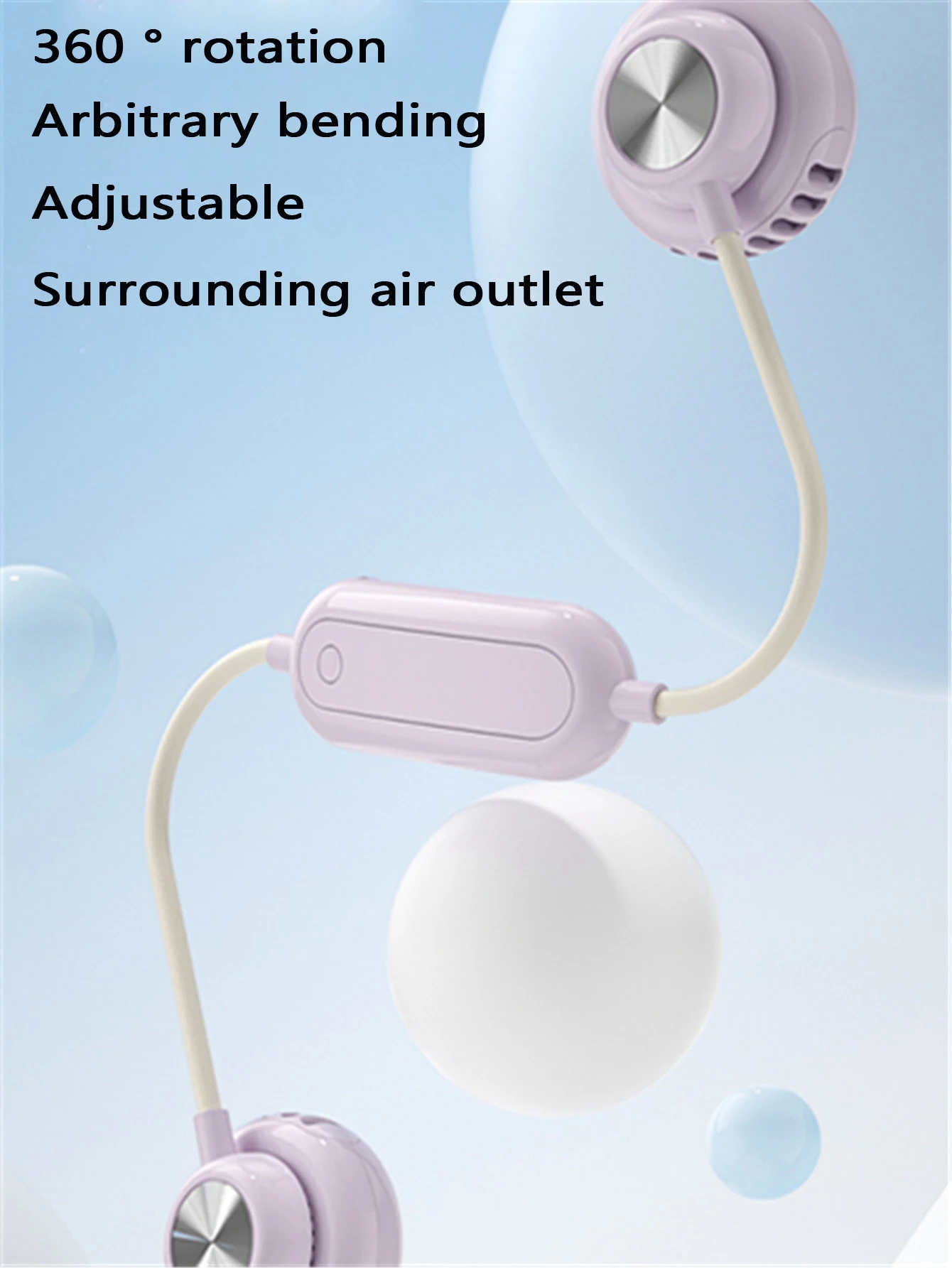 Neck-mounted fan portable summer air cooler USB cooling fan + summer personal cooling fan hands-free fan/wearable/suitable for outdoor/sports/kitchen/office