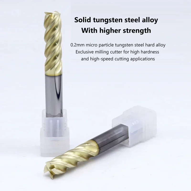 WOY HRC68 1-6 8 10 Carbide Milling cutting Tools U shape Big Chip Remover Tungsten Steel Milling Cutter CNC Machine End mill