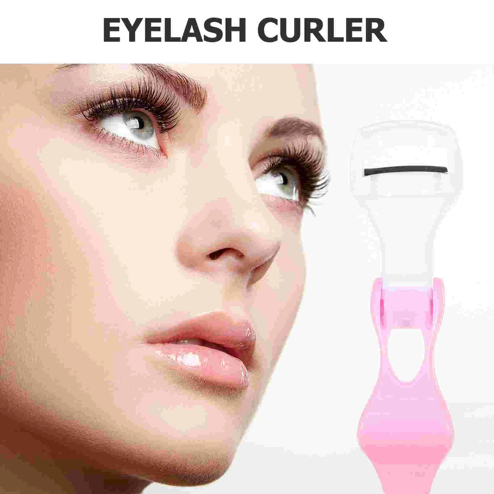 1 Set/2 stücke Tragbare Wimpern Curler Handliche Wimpern Clips Kleine Make-Up Werkzeug Push-Typ Wimpern Curler für Mädchen Frau (Rosa)