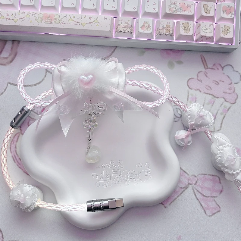 واحد كريستال النحاس مخصص الطيران كابل توصيل قسم كامل مضيئة DIY 8k نوع-c مخصص المغناطيسي التبديل لوحة المفاتيح كابل