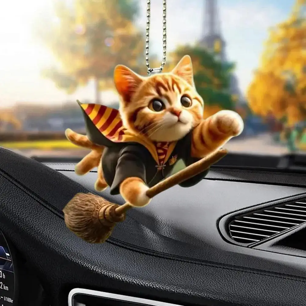 Modern Design Ornament Cat-shaped Pendant Ornament Realistic Cat Shaped Pendant Car Rearview Mirror Ornament with Lanyard