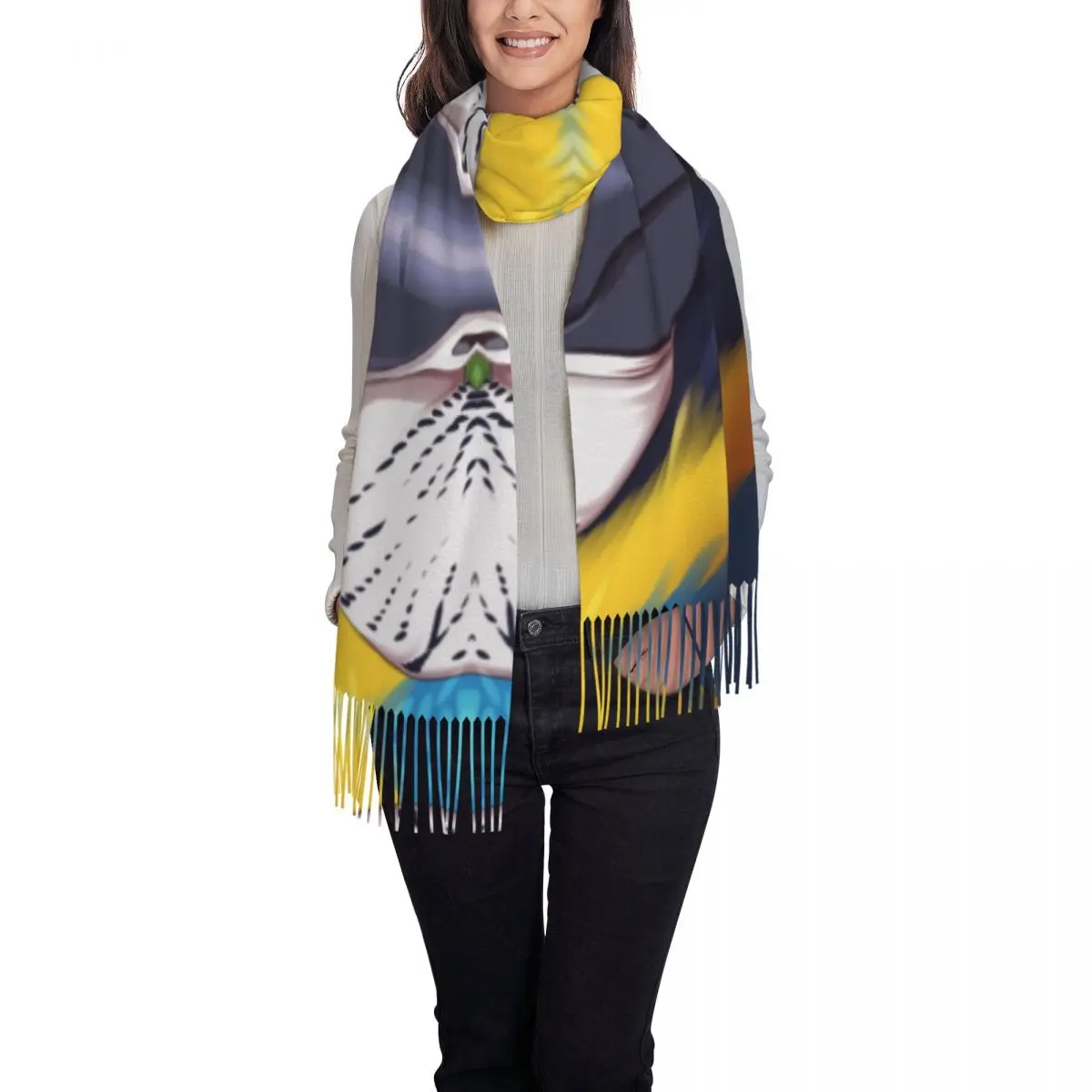 Custom Cute Macaw Beak Tassel Scarf Women Winter Warm Shawl Wrap Lady Parrot Bird Scarves