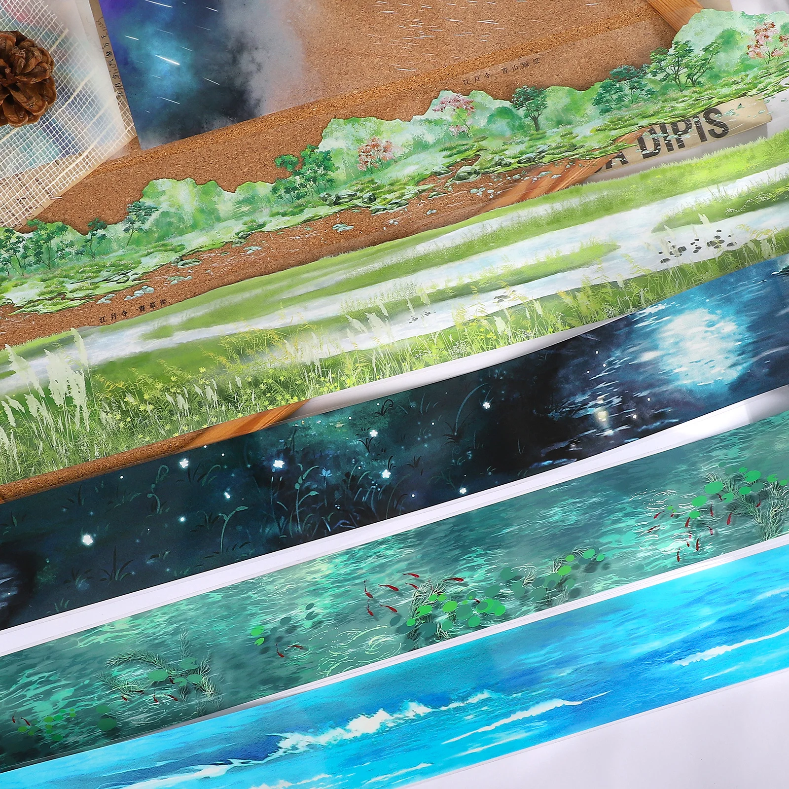 500 cm Vintage Pflanze Meer Teich Blitz Landschaft PET Band Kreative DIY Journal Material Collage Sammelalbum Schreibwaren