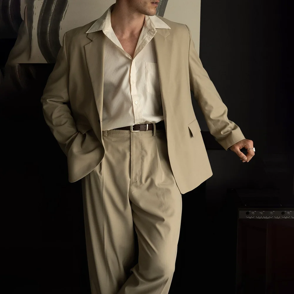 

Formal Solid Color Men Suits 2 Pieces Jacket Pants Sets For Wedding Notched Lapel Male Costume Homme Prom Party Blazers Slim Fit