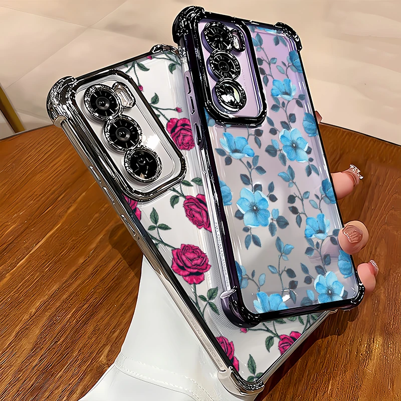 Painting Rose Flower Phone Case For Vivo V70 FE V60 V50 V29 Lite V23 V25 V40 Pro V29E Shockproof Silicone Plating Clear Capa view 2