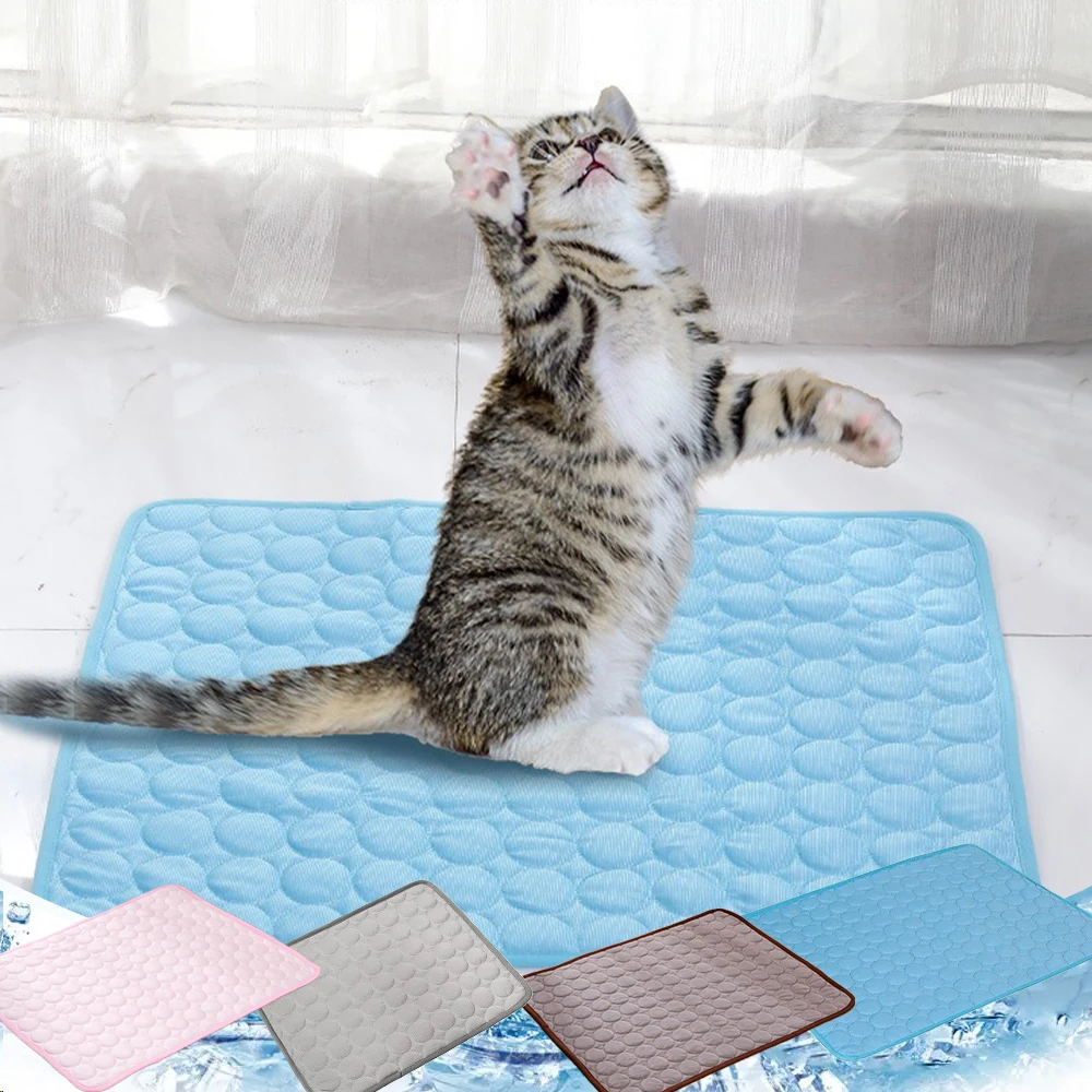 

1PC Cool Ice Silk Moisture-proof Mattress Cushion Pet Cooling Mats Dog Cat Sleeping Pad Summer Small Animal Cold Beds Pets얼음 깔개