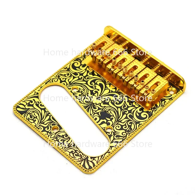 TL Electric Guitar Carved Bridge Control Board Set, Ball Guitar Bridge, Pull String Plate, Gold and Silver