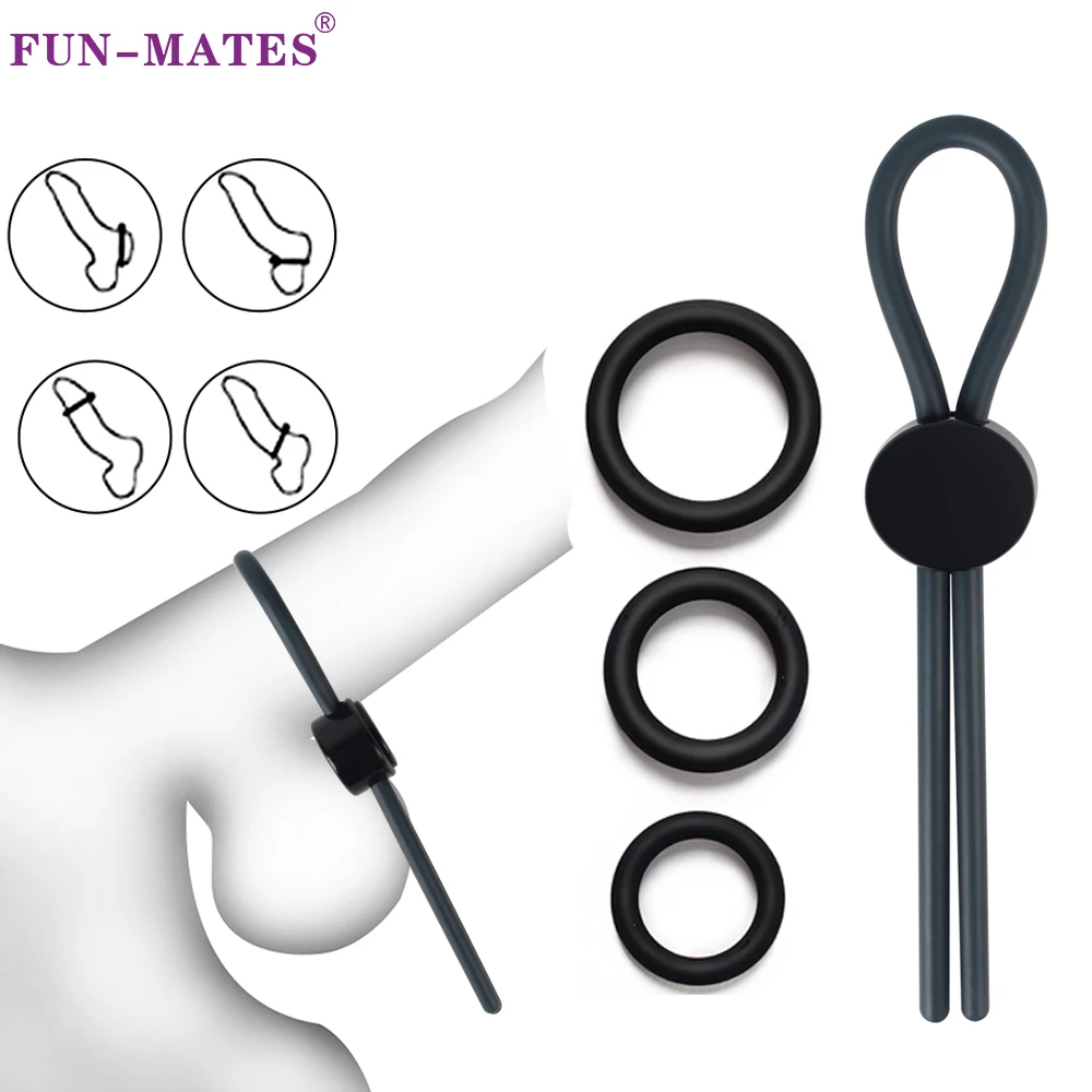 Male Cock Rings Adjustable Penis Ring Lock Ejaculation Scrotal Binding Ball Stretcher Rope Silicone Cockring Sex Toys For Men