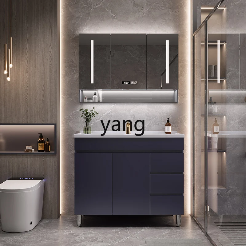 Lmm Stainless Steel Honeycomb Bathroom Cabinet Set Washbasin Washstand Bathroom Ceramic Floor-standing