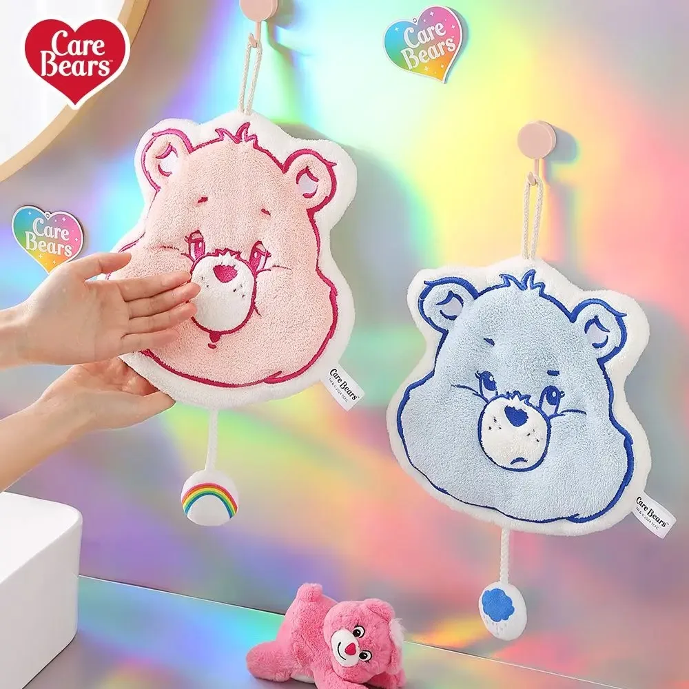 Genuine Care Bears Coral Velvet Hand Towel Hanging Kitchen Bathroom Double-layer Absorbent Towel Handkerchief Holiday Gift