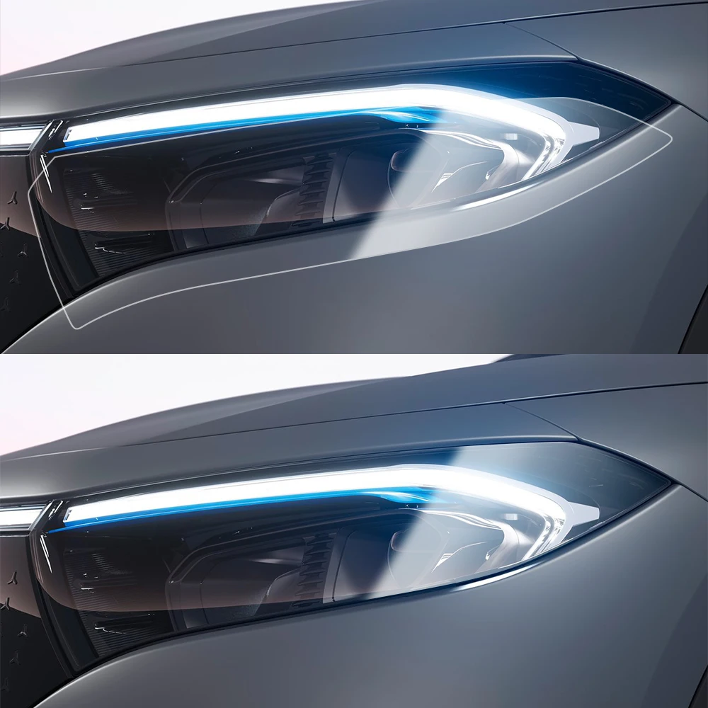 For Mercedes Benz EQA EQB EQC Smoke Black Pre Cut Car Headlight Protective Film TPU PPF Anti-Scratch Vinyl Wrap Kit for Light view 2