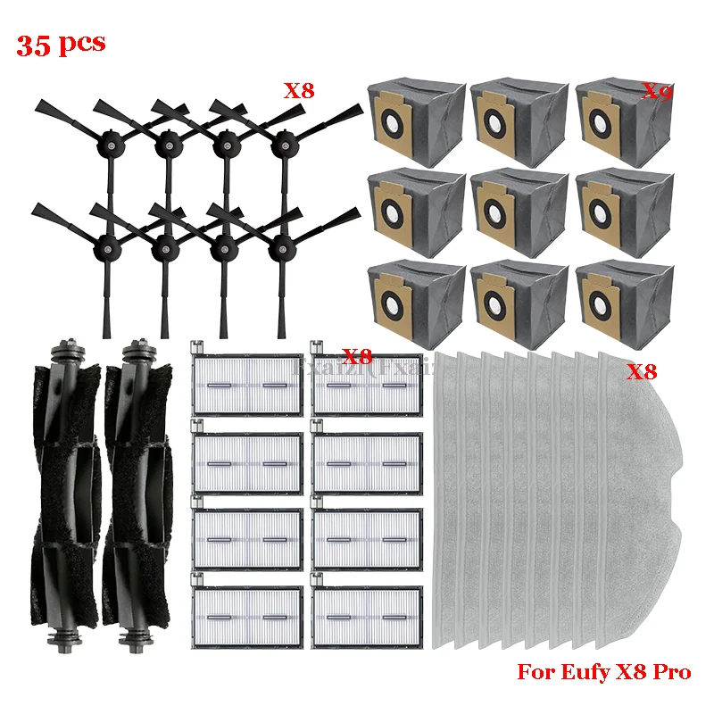 Voor Eufy X8 Pro Robot Zijborstel Hepa Filters Mop Doeken Mop Doek Rag Stofzak Stofzuiger Onderdelen Vervanging Accessoires
