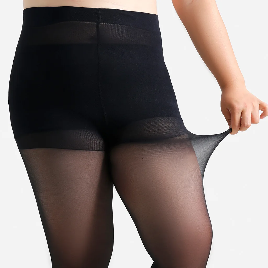 Damen Übergröße 4XL 20 Denier Schwarze Strumpfhose mit Sternenmuster auf der Rückseite Transparente Strumpfhose mit Formgebendem Bund – Detail 10