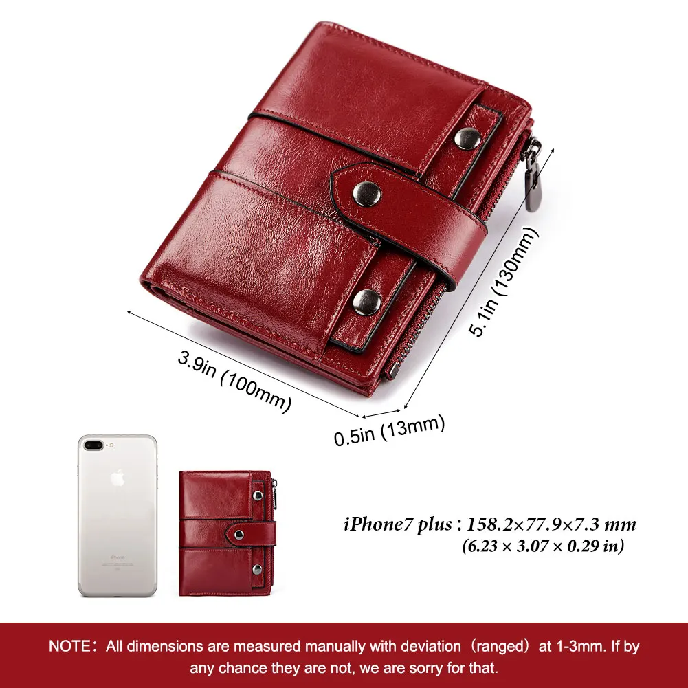 KAVIS Genuine Leather Wallet for Women Fashion RFID Blocking Credit Card Holder Purse Small Ladies Red Clutch Money Bag