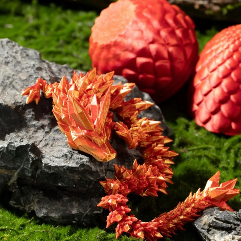 3D Printed Dragon In Egg, Full Articulated Dragon Crystal Dragon With Dragon Egg,Home Office Decor Executive Desk Toys