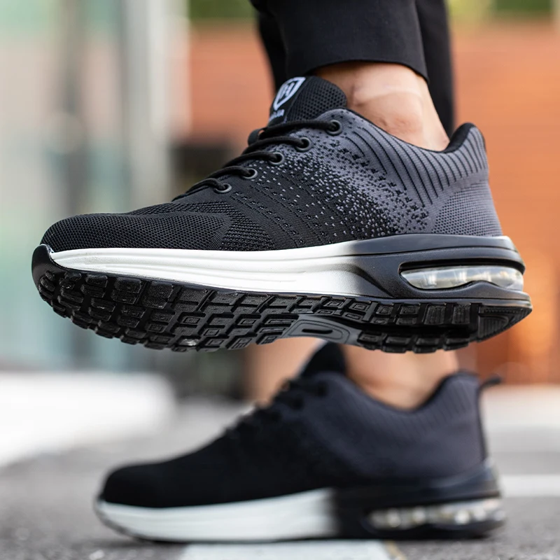 

Steel Toe Safety Shoes Man Anti Smash Protective Work Shoes Men Women Anti-puncture Indestructible Shoes Air Cushion Work Shoes