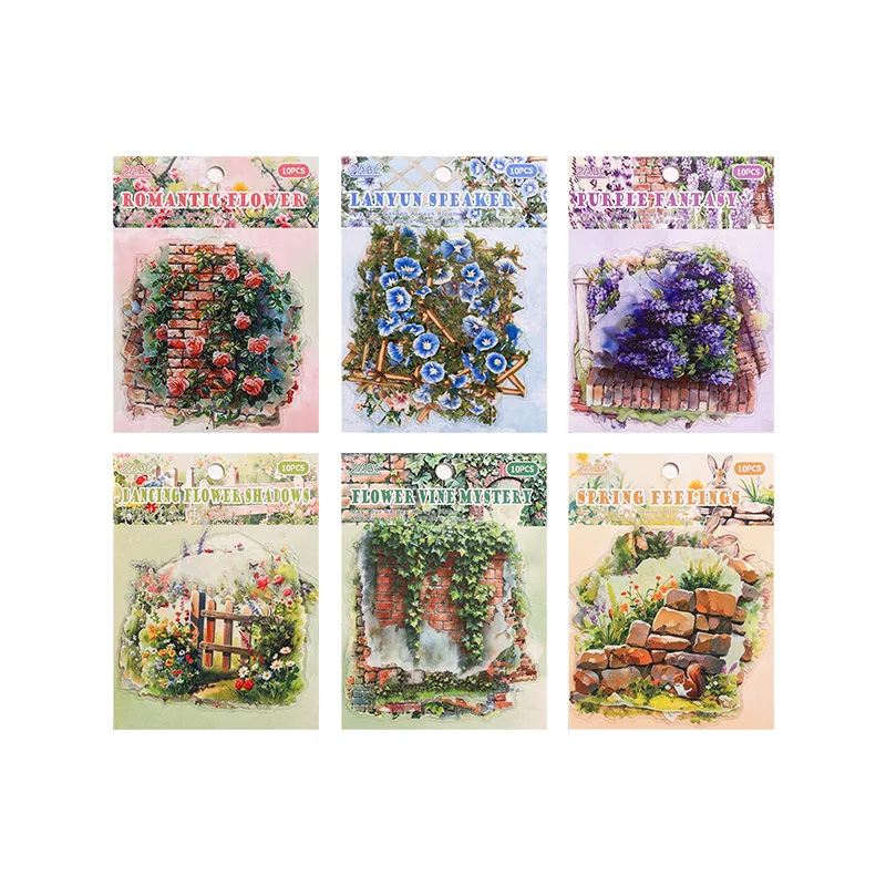 10 pcs INS Garden landscape stickers pack Decorative Hand Account Diary Album Scrapbooking Material