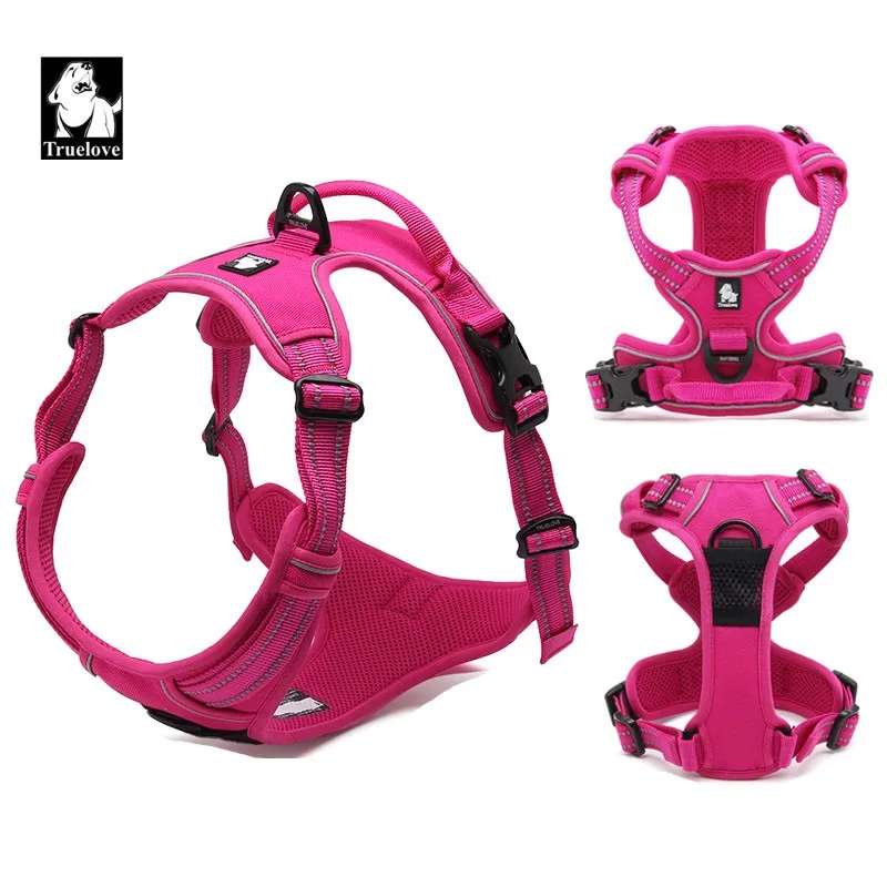 Truelove Pet Dog Harness Reflective High-Elasticity Sponge Padding Adjustable Safety Vehicular Lead Aluminum Alloy D-ringTLH5651