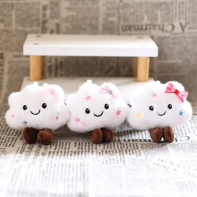 

1Pcs White Cloud Keychain Doll Plush Toy Mini Couple Backpack Pendant Cartoon Doll Book Bag Decoration DIY Accessories