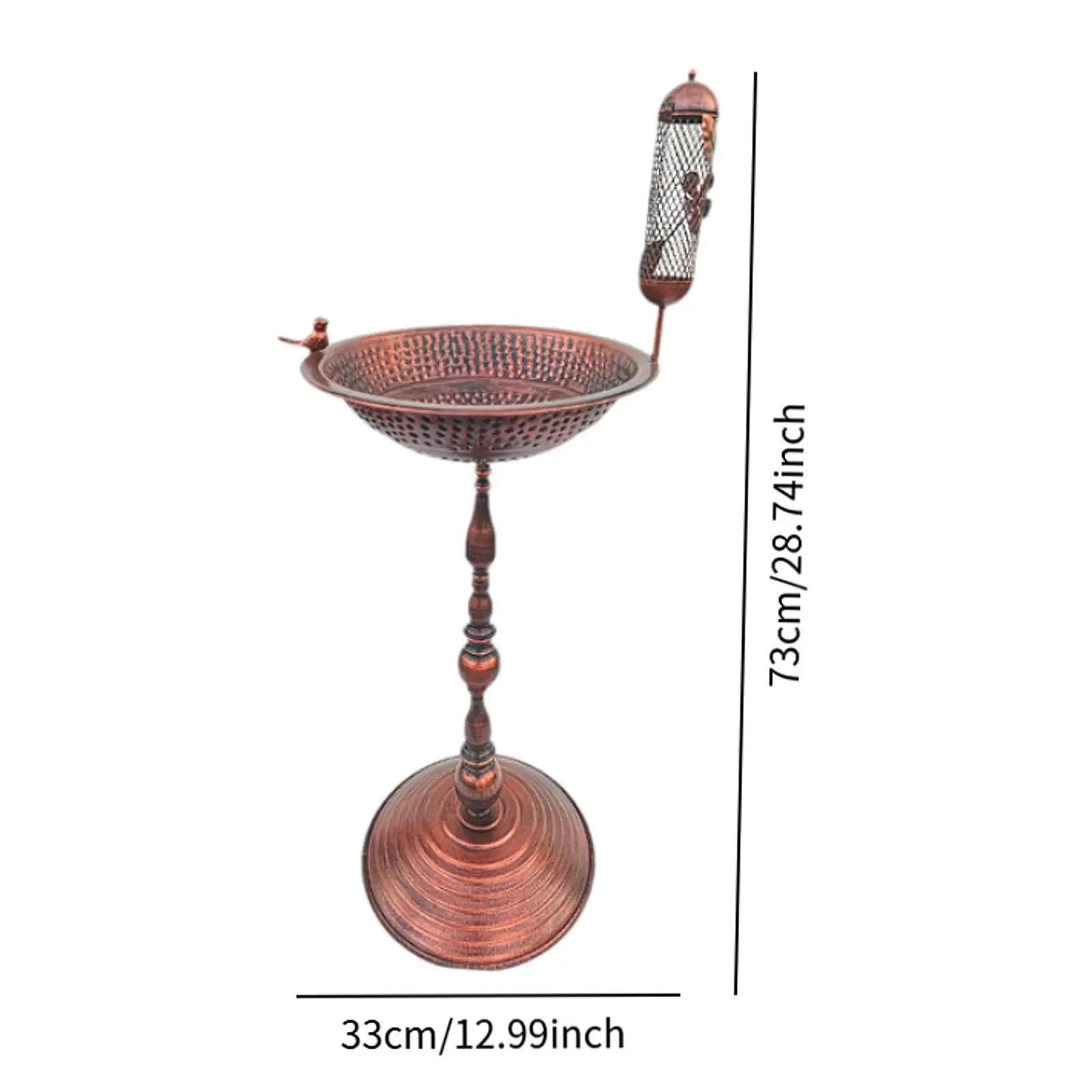 Metal Bird Bath Bowl Birdbath Pedestal for Outside, with Bird Statue, Lawn Yard Crafts, 28.74