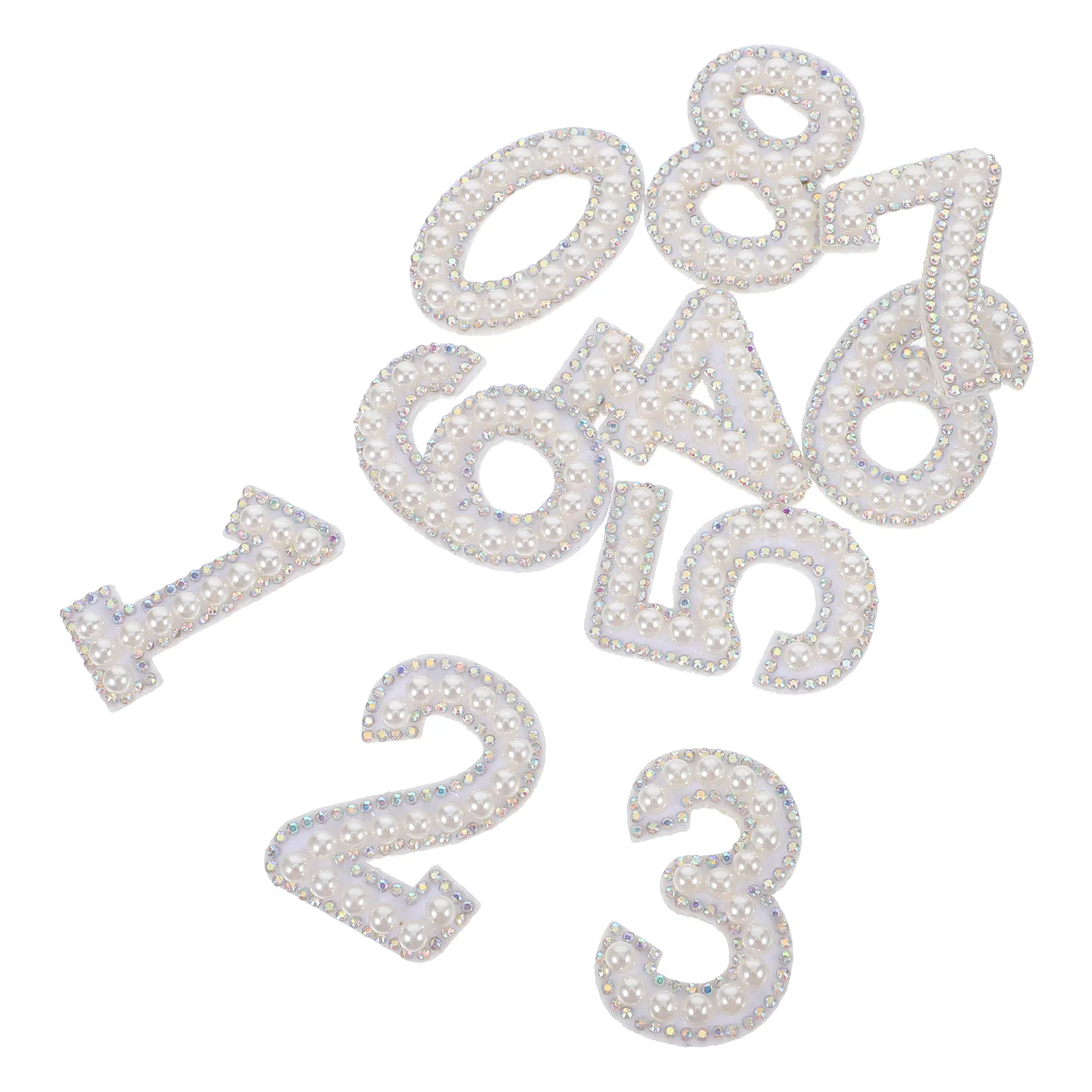 10 Pcs Pearl Diamond Sticker Clothing Patch Bling Iron Patches Embellishments for Embroidered Rhinestone Applique Plastic