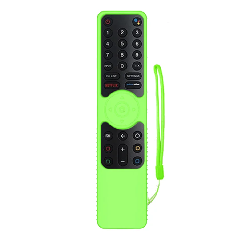 Silicone Remote Control Case for Xiaomi- Smart TV 4S Remote Cover Shockproof Protector with Lanyard,Luminous Green