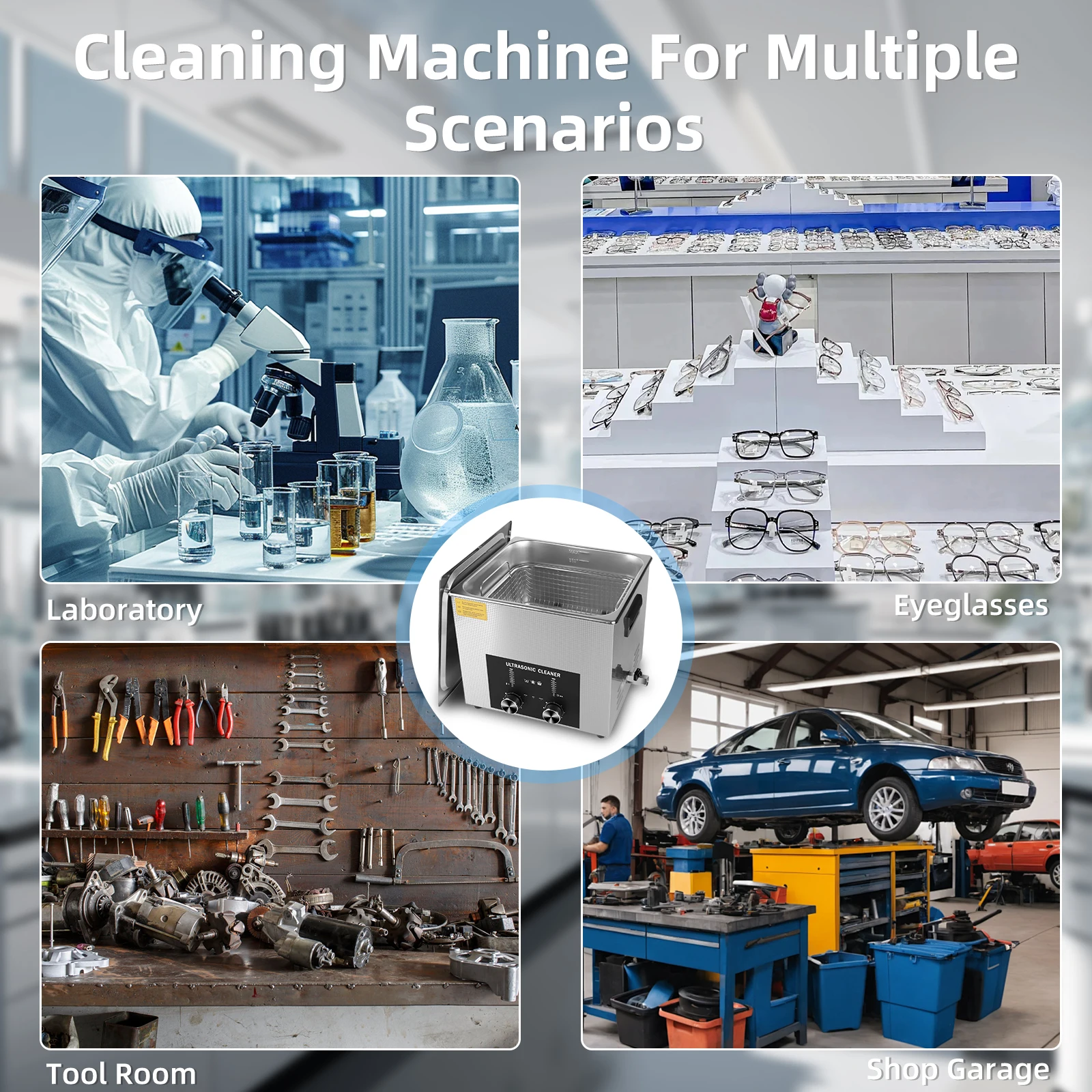 ACMESONIC 초음파 청소기 15L 히터 포함 실험실 보석 부품 자전거 동전 치과용 디가스 음파 청소