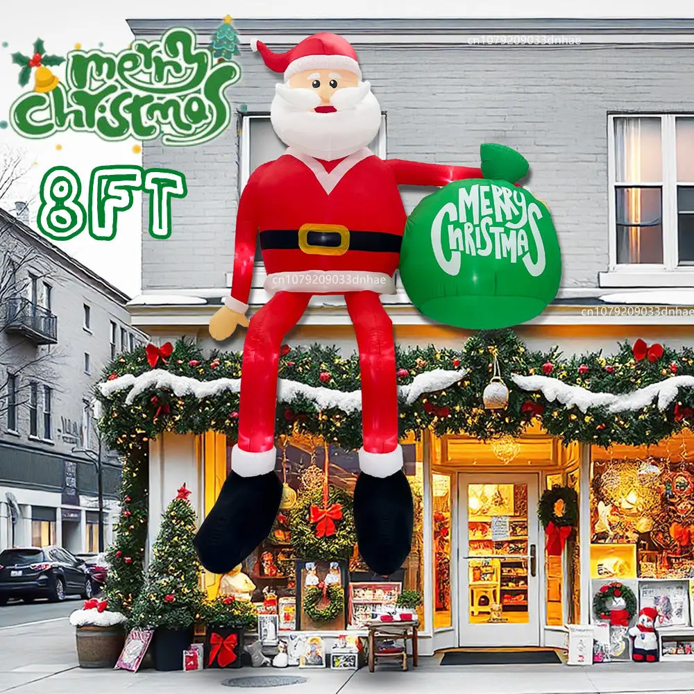 

8 футов рождественские надувные игрушки для восхождения Санта-гигантские украшения для двора со светодиодной подсветкой для рождественской крыши, сада, газона, уличные украшения